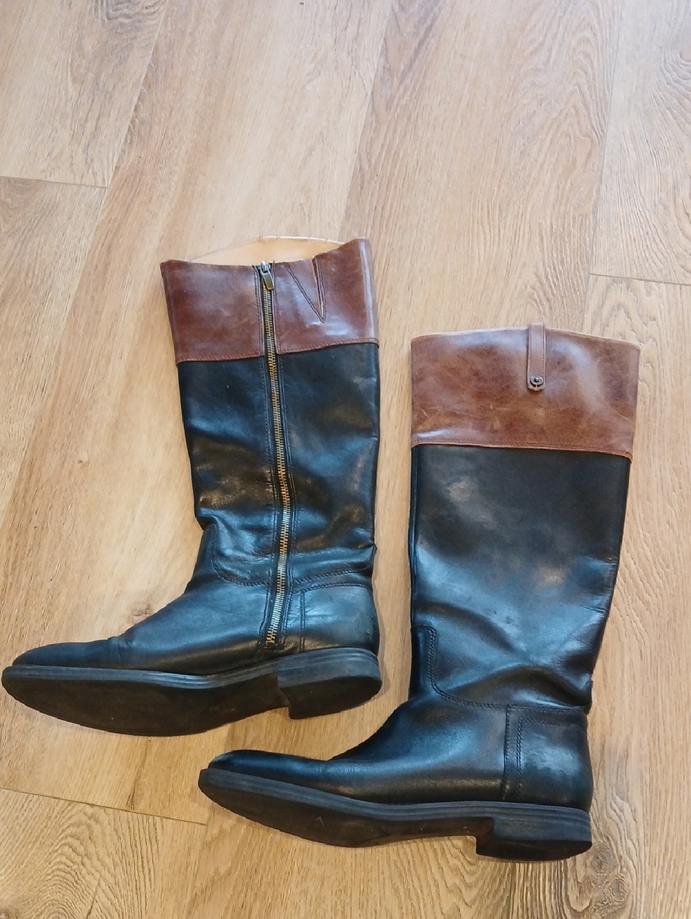 Enzo Angiolini Eaellerby Leather Riding Boots 9 Two Tone